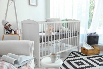 Interior of modern baby room