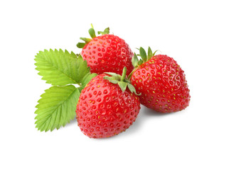 Red strawberries isolated on white