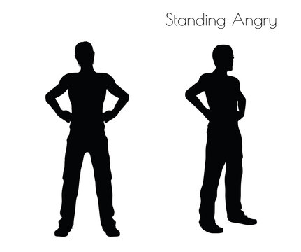 man in Standing Angry  pose on white background