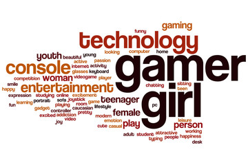 Obraz premium Gamer girl word cloud