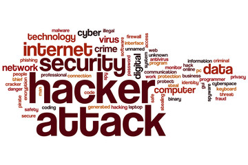 Hacker attack word cloud