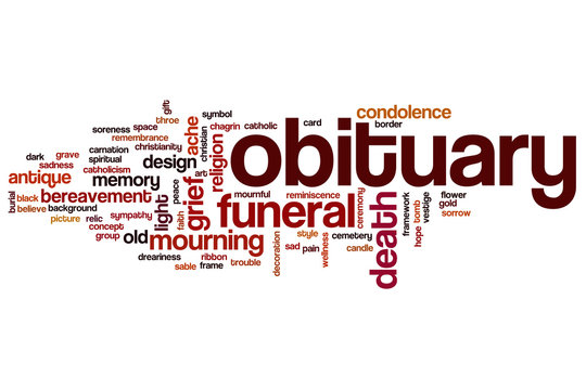 Obituary word cloud