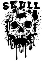 punched skull and lettering skull