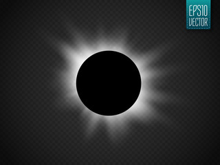 Sun eclipse isolated on transparent background. Vector