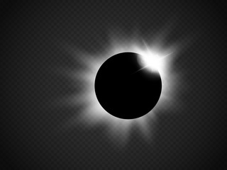 Sun eclipse isolated on transparent background. Vector - obrazy, fototapety, plakaty