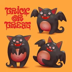 Fotobehang Funny bat caracters set. Halloween card © nektoetkin
