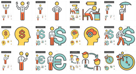 Fototapeta premium Business line icon set.