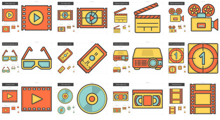 Cinema line icon set.