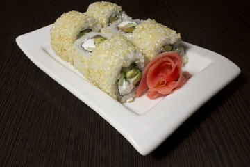 Sushi , roll, Japanese seafood sushi ,roll .