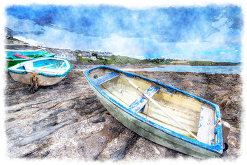 Fototapeta na wymiar Boats at Portscatho