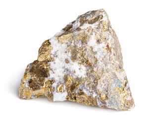 Chalcopyrite isolated on white with clipping path