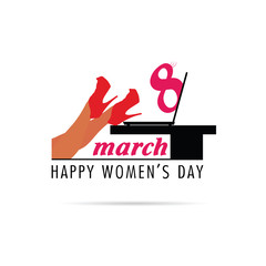 happy 8 march design with woman legs icon illustration