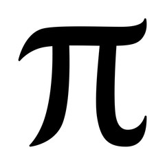 Pi 3.14 mathematical constant sign or symbol flat icon for math apps and websites - obrazy, fototapety, plakaty