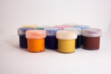 Colorful sample paint pots