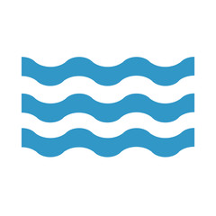 Abstract waves of water flat icon. Blue. Vector illustration