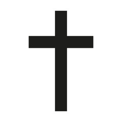 Latin Cross Icon black silhouette. Ancient Christian sign. Vector illustration.