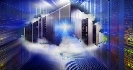 information technology collage cloud in the server room of data center