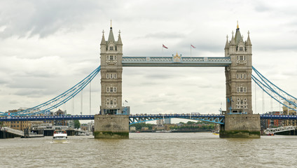 Fototapeta na wymiar View from the River Thames of the iconic Tower Bridge in London, England