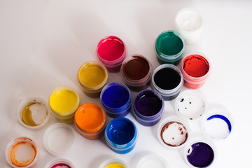 Colorful sample paint pots