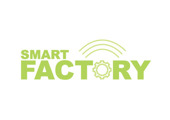 Smart Factory concept logo. Gear and wifi waves to symbolize the industry 4.0.