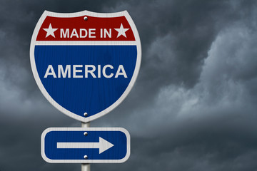 American Made in America Highway Road Sign