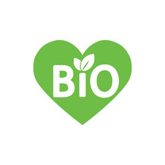 bio sign character emblem label word with heart green simple ico