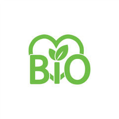bio sign character emblem label word with heart green simple ico