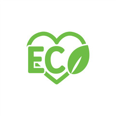 ecology sign eco character emblem label word with heart green si