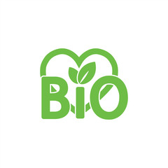 bio sign character emblem label word with heart green simple ico