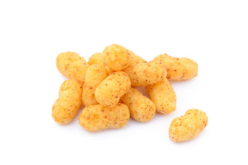 Fototapeta premium Peanut puffs isolated with white background