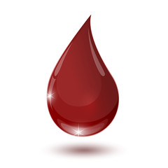 large glossy red drop of blood isolated