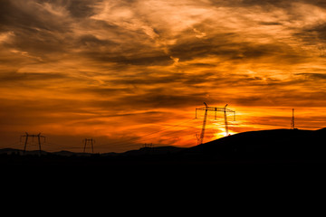 Obraz premium Amazing sunset and clouds,near Deva ,Romania