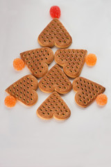 tree of biscuits and marmalade. Christmas tree. On a white background.