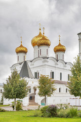 Fototapeta na wymiar Christianity cathedral in Russia, Kostroma city, Ipatievsky monastery, Cradle of the house of Romanovs