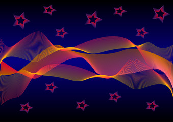 Fototapeta na wymiar abstract beams of light waves and stars
