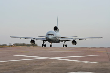 Fototapeta na wymiar RAF Lockheed L1011 Tristar getting ready for takeoff at Brize Norton air base