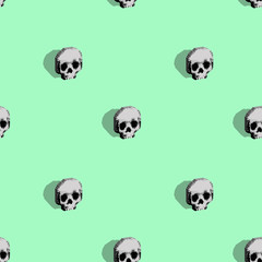 8bit Skull pattern green background