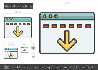 Batch download line icon.