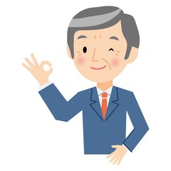 OKを出すシニアビジネスマン
