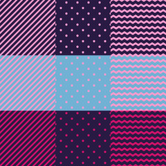 Vector seamless pattern. Set of geometric backgrounds.