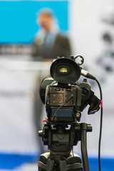 Video camera at press conference