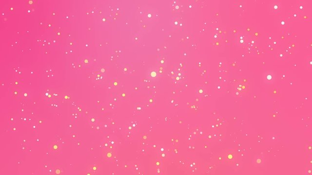 Romantic festive background with glowing yellow white particles flickering against a pink gradient gradient background.