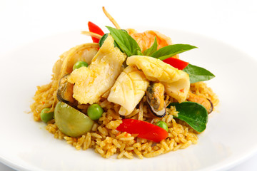 fried rice with mixed seafood, Thai food