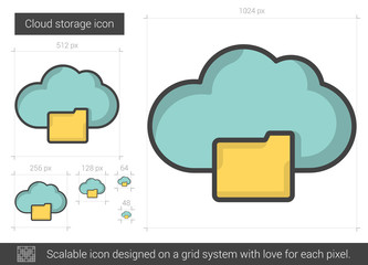 Cloud storage line icon.