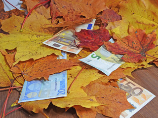 Autumn abstraction with money