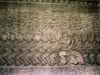 Stone Frieze on Cambodian Temple