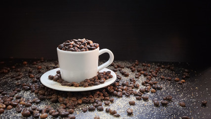 Coffee Beans On Dark Background
