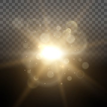 Solar Dawn glow lighting lights ray transparent background lens effect. Easy to change the background. Vector illustration