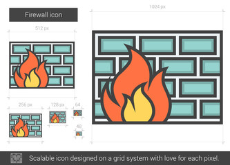 Naklejka premium Firewall line icon.