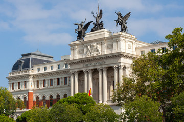 Government palace facade the Ministry of Agriculture in Madrid.